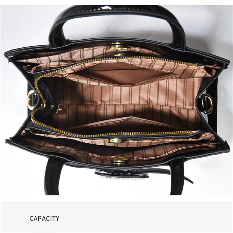 Сумка женская с алмазной вставкой роскошный саквояж-мессенджер из твердой кожи