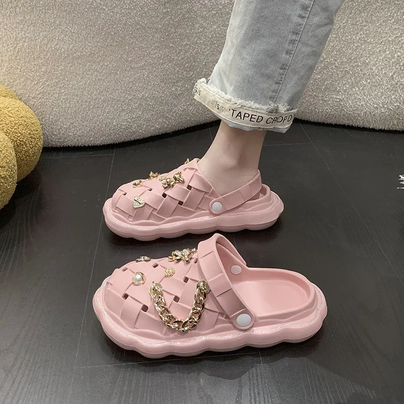 Women Woven Shoes Summer Non-slip EVA Sandals Girl Beach Shoes Home Slippers Outdoor Personalized Sandals Women Slippers