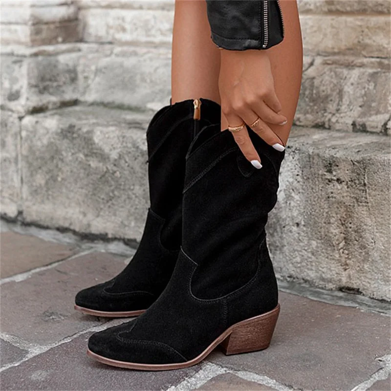 Women Ankle Boots 2022 New Designer Luxury Middle Heel Casual Women Shoes Elegant Winter Zipper Plus Size Lady Low Boots