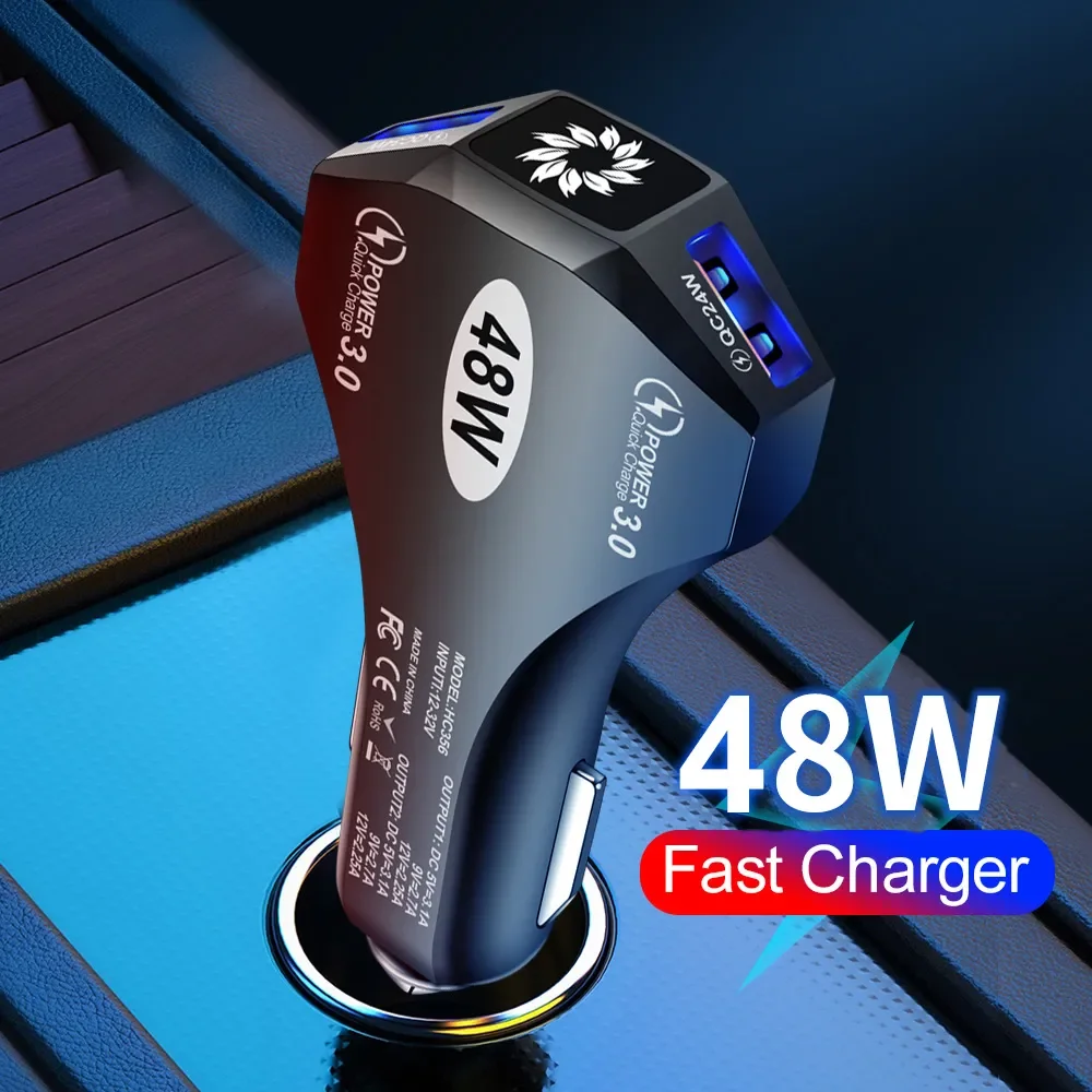 

Ports 48W USB Quick Car Charger For iPhone 13 Pro Max Xiaomi Mi 12 Samsung Oneplus QC 3.0 Mobile Phone Fast Charging Adapter