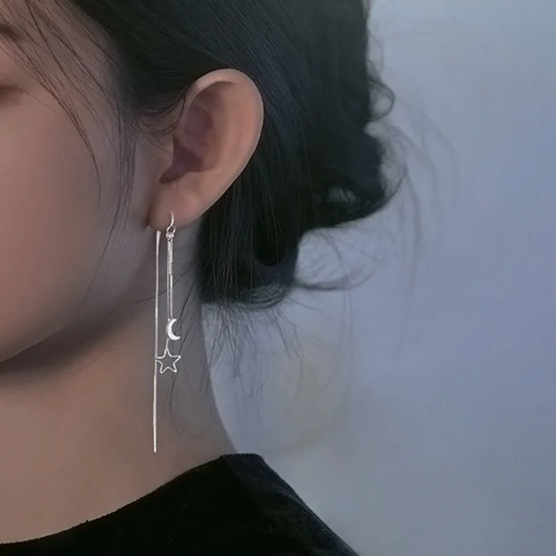 

VENTFILLE 925 Sterling Silver Tassel Earrings Line for Women Girl Gift Long Star Moon Korea Japan Jewelry Wholesale Dropshipping