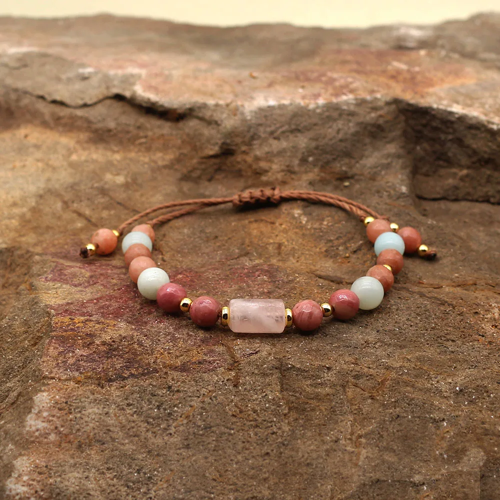 

Vlen Beaded Bracelets for Women Gift Red Natural Stone Bracelet Bohemia Adjustable Wax Rope Pulseras Accessories Boho Jewellery