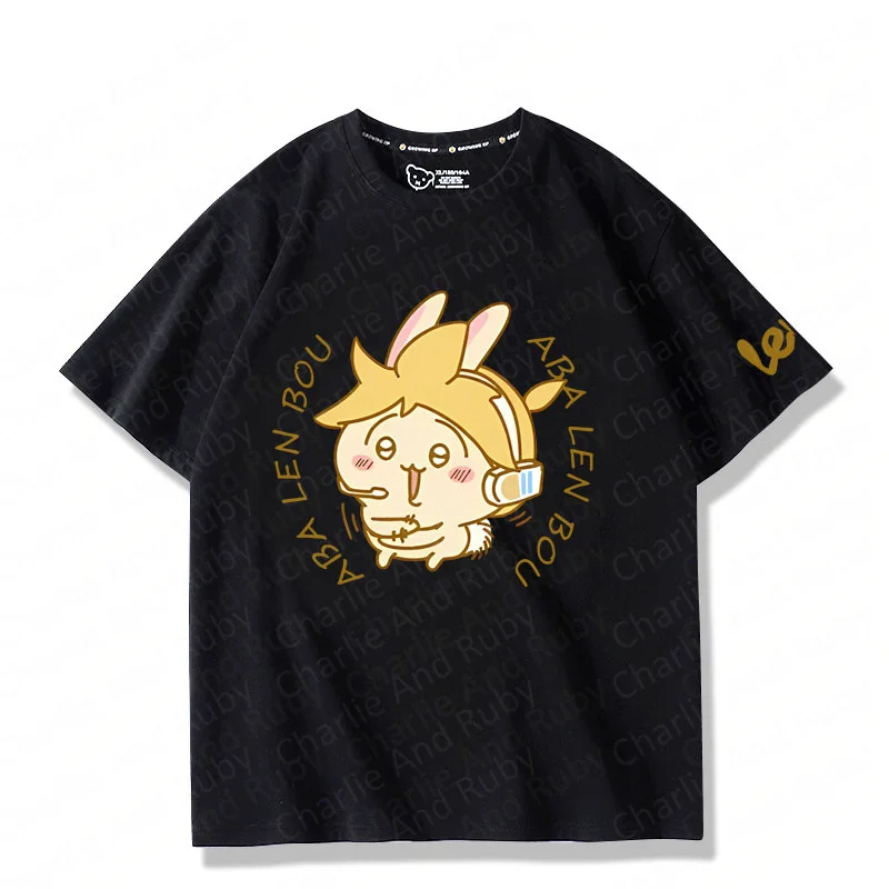 Chiikawa зеркальный звук двойной Звук с коротким рукавом футболка для мужчин и