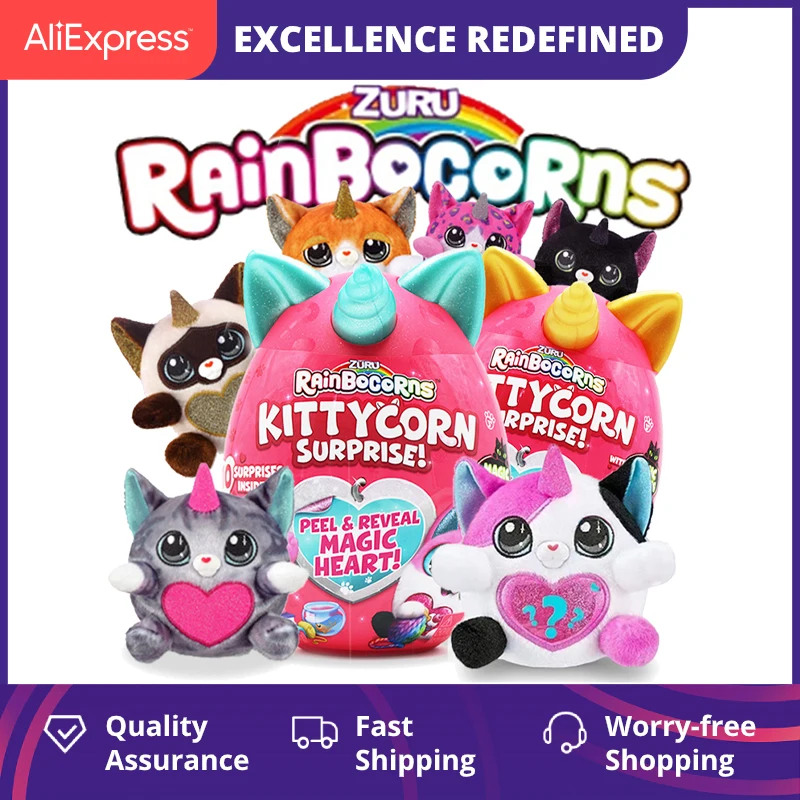 

Original Zuru Rainbocorns Kittycorn Surprise Series 1 Collectible Plush Toys Kawaii Stuffed Animal Cute Toys Girls Plushies Gift
