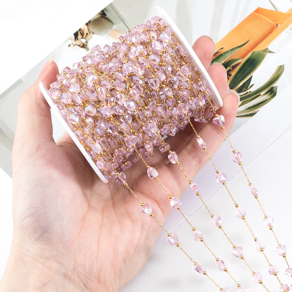 Цепочки из нержавеющей стали с кристаллами в форме сердца для девушек цепочки