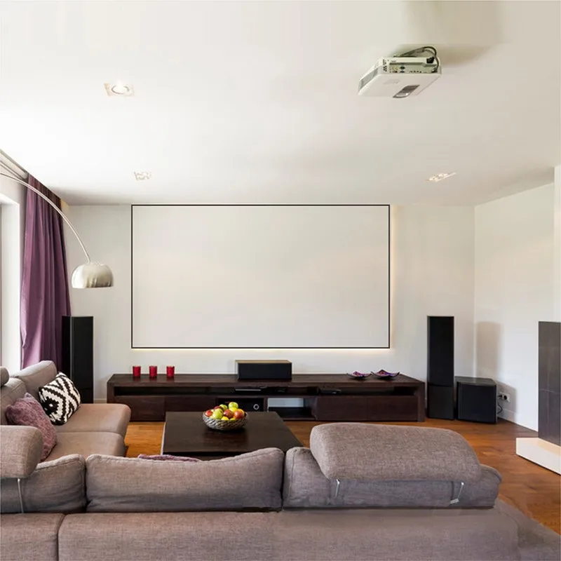 2023 настенные 60-150 дюймов 16:9 рамка экраны для проектора ПВХ матовый белый узкая 1 см