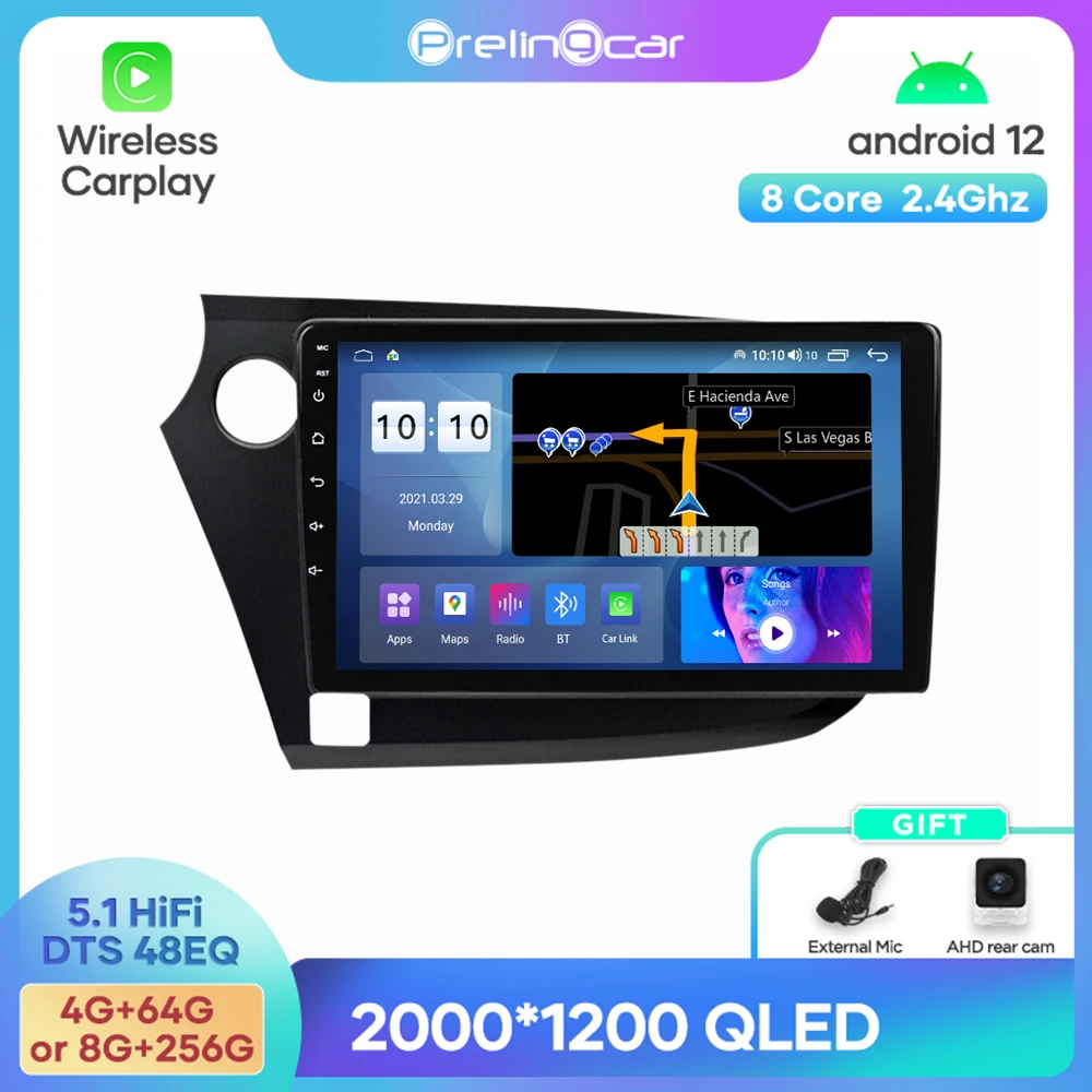 

Android 12 DTS Sound for HONDA INSIGHT 2009-2014year Navigation Multimedia Car Player Radio 2Din Stereo Bluetooth 48EQ Band WIFI