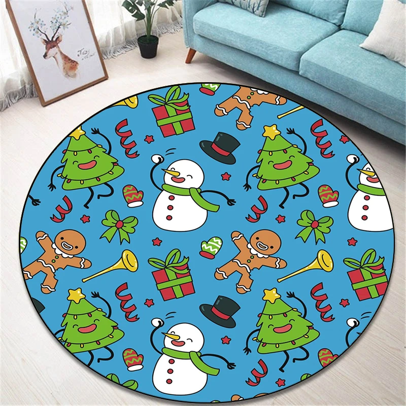 Рождественский круглый ковер с принтом для гостиной коврик детей напольный йоги