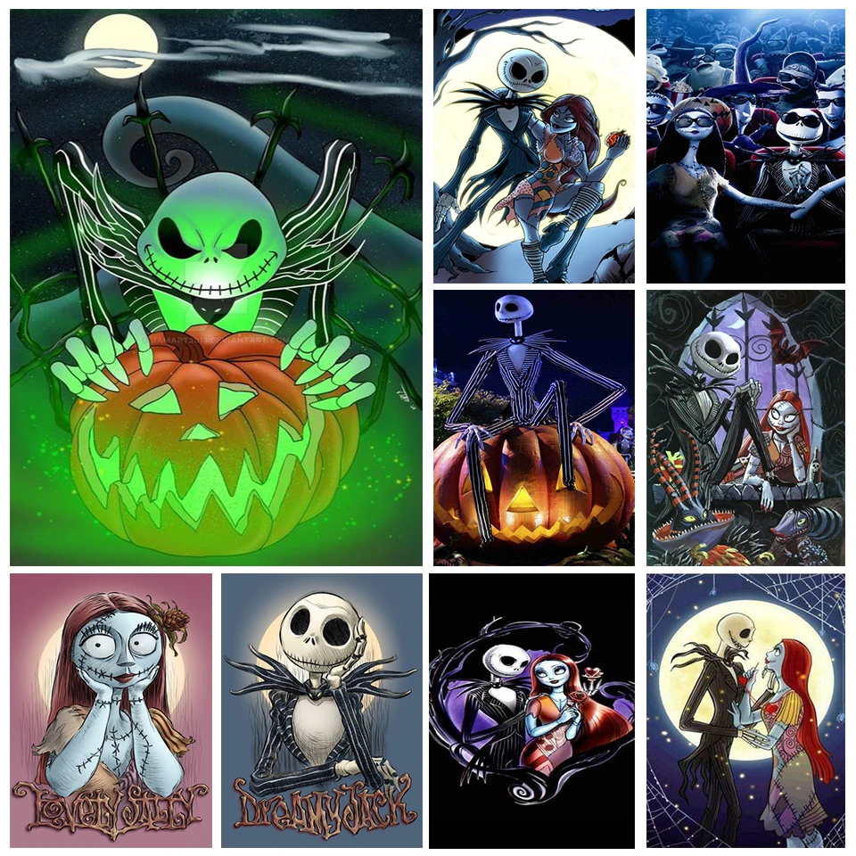 

The Nightmare Before Christmas Jack Skellington And Sally Diy Diamond Paintings Cross Stitch Kits Embroidery Mosaics Decor Ll605