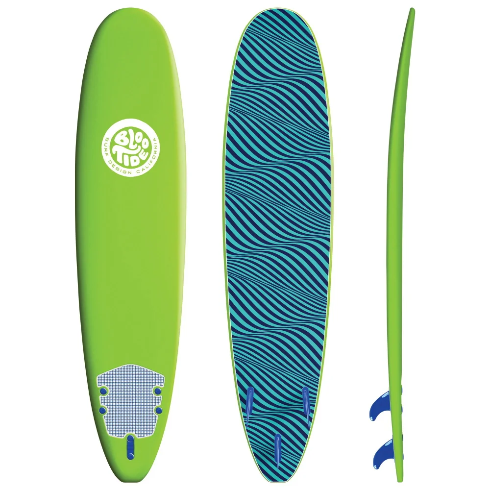 

Bloo Tide 8ft Surfboard Green top deck with Turq Wavizm Design Bottom Graphic