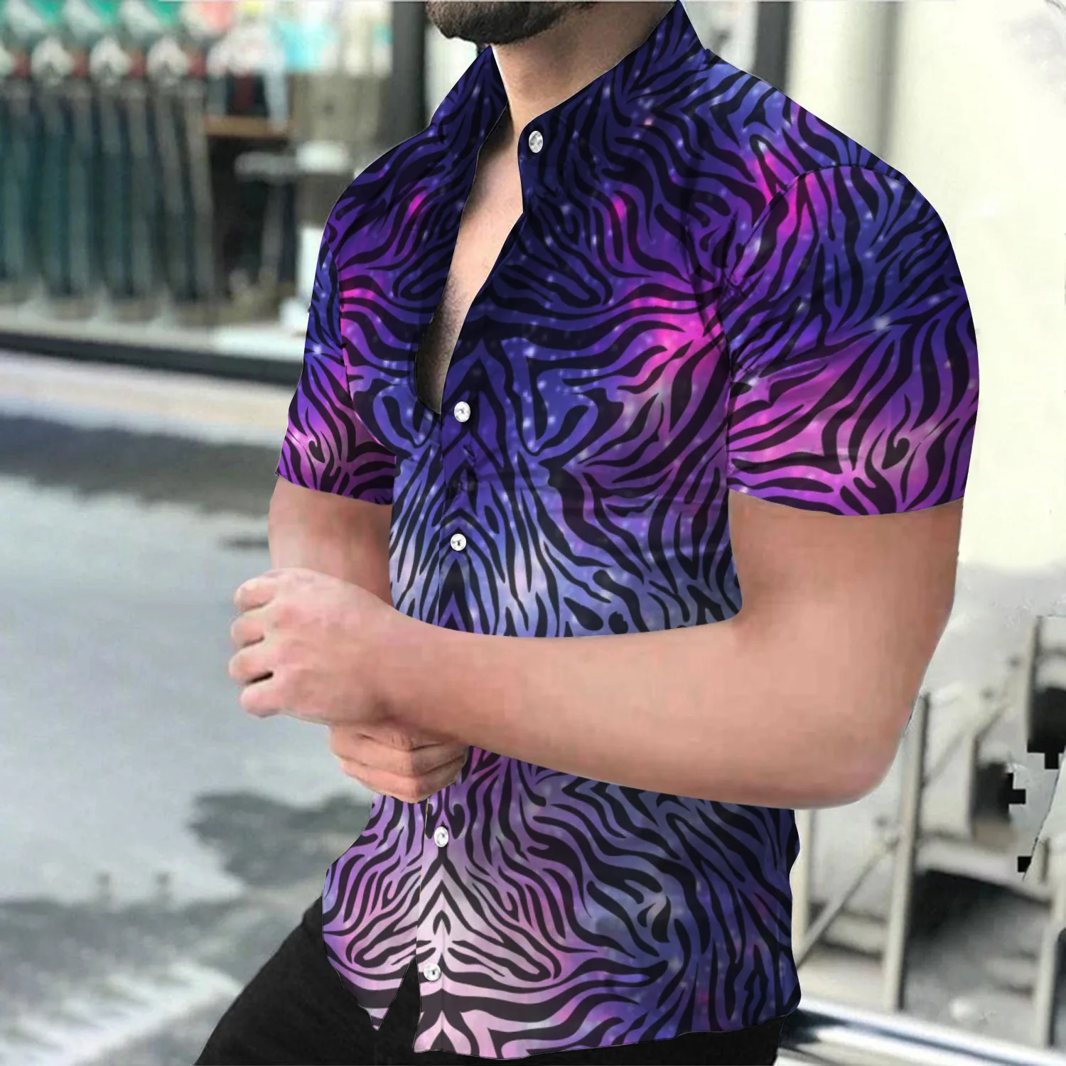 

Polyester Button Down Shirts 3d Digital Printing Hawaiian Print Shirts For Men