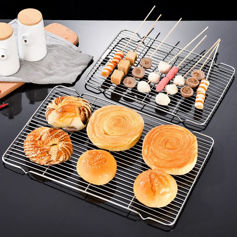

Stainless Steel Cake Cooling Rack Non-stick Pastry Stand Baking Tray Macarons Bread Pizza Biscuit Barbecue Cooking Mesh Shelf