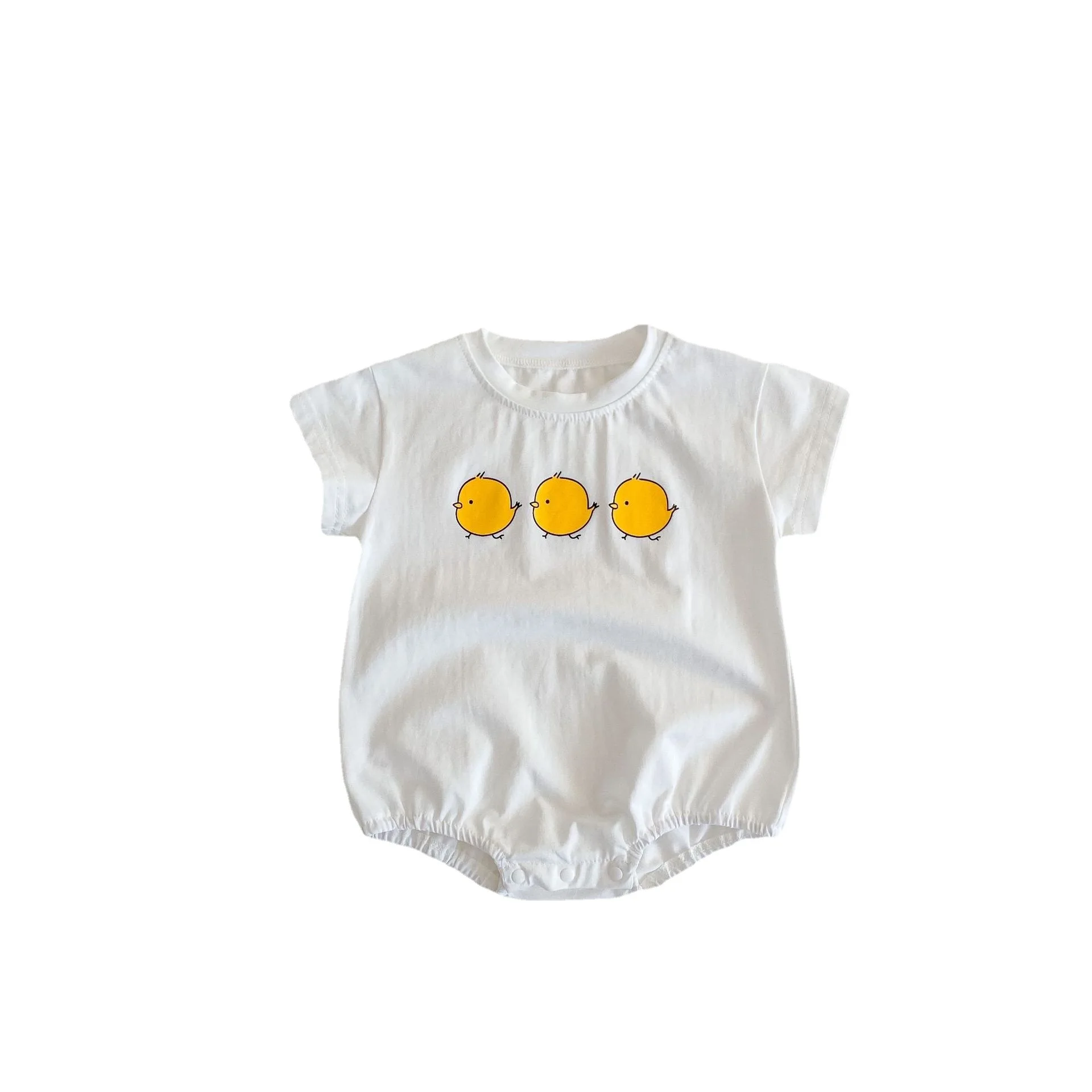 

Summer New Baby Children's One-piece Clothing for Men and Women Baby Cotton Short-sleeved Chick Printed Romper Romper