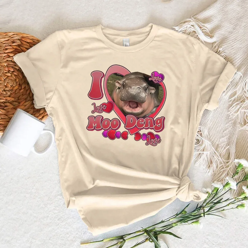 Футболка Moo Deng подростковая готика 2000-х годов удобная винтажная футболка с