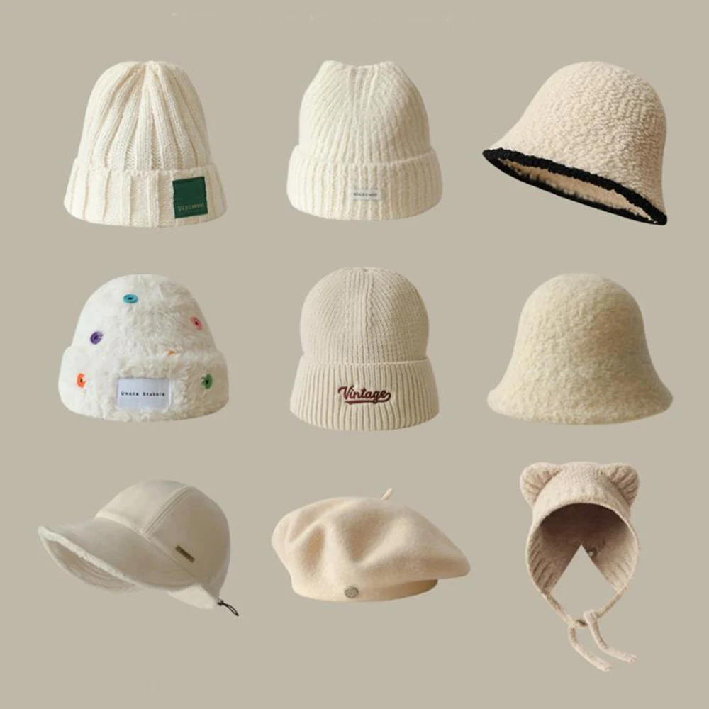 

Korean Apricot Hat Male and Female Students Wide Brimmed Baseball Cap All Matching Face Small Fisherman Hat Warm Knit Hat Beret