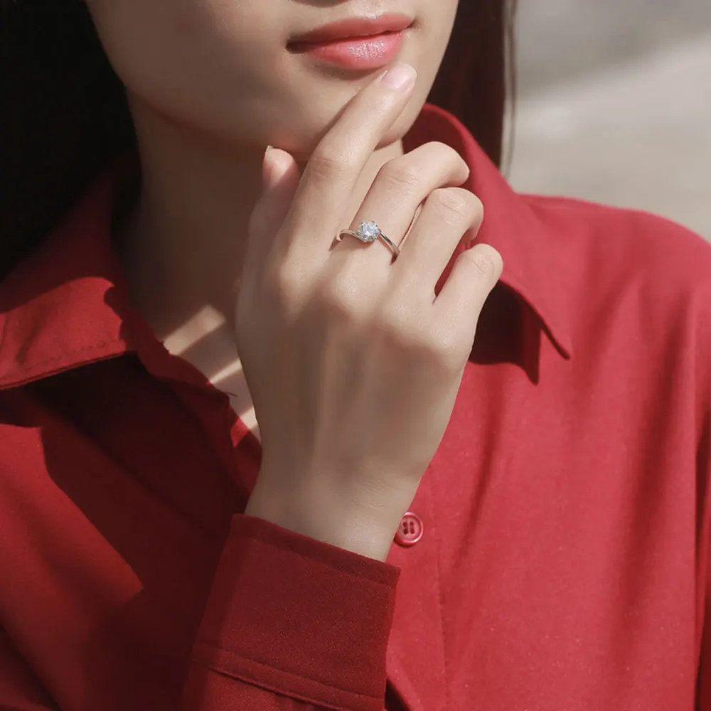 Aide 100% Real Moissanite Engagement Rings S925 Sterling Silver 1CT Diamond Wedding Rings Classic 6 Prong Ring 18K plating 2022