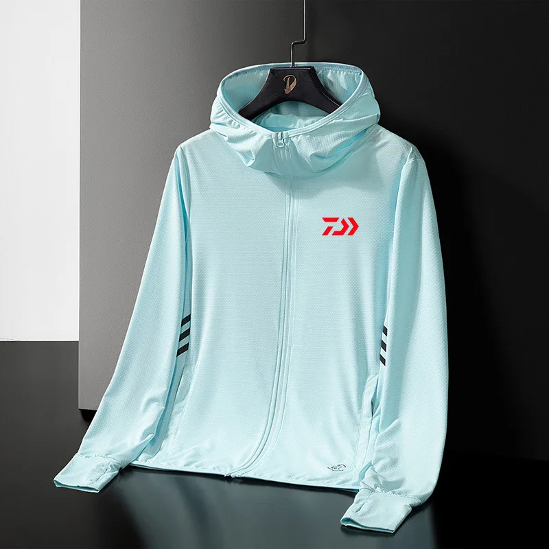 Daiwa Golf Clothing 2023 Summer Anti-UV Breathable Ice Silk Thin Fishing Hooded Quick Dry Jacket Couple Sports Sun Top