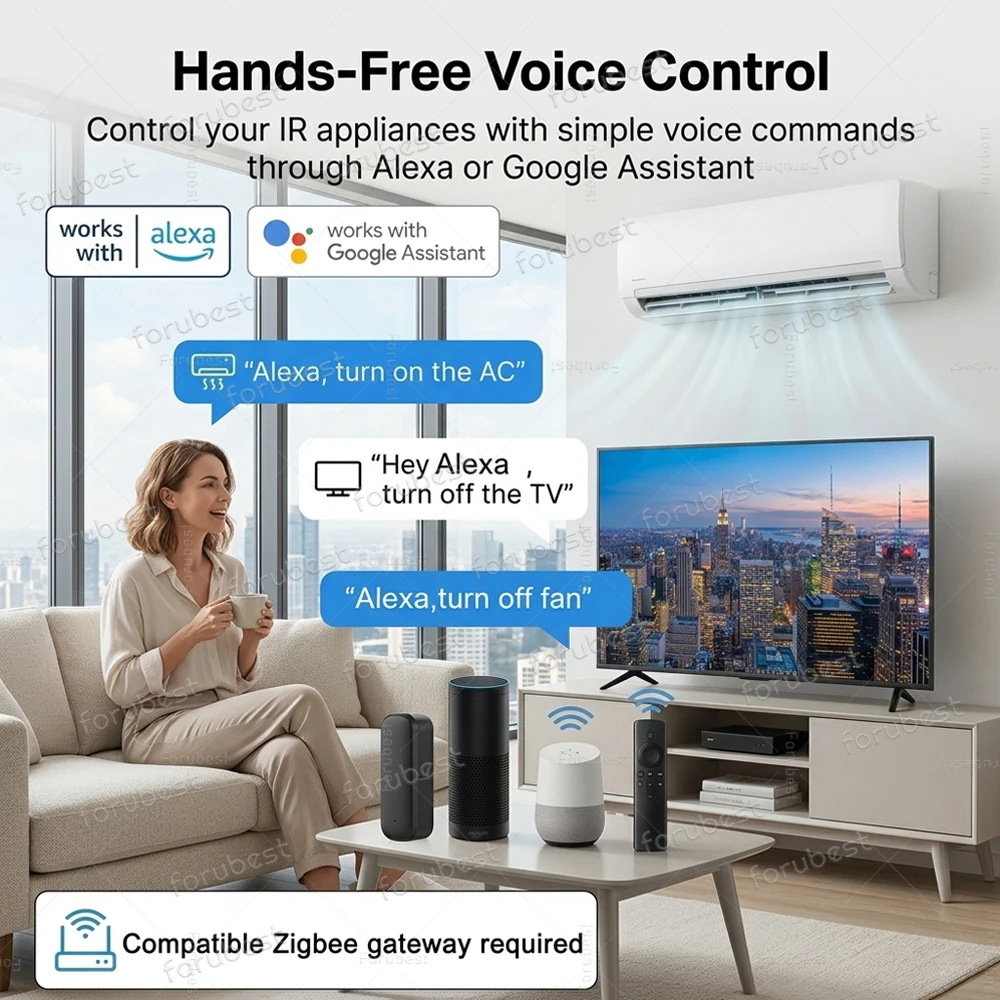 Фото Универсальный инфракрасный пульт дистанционного управления ZigBee Smart IR для умного дома, совместим с Alexa, Google Home, Tuya, Z2M (требуется хаб) №4