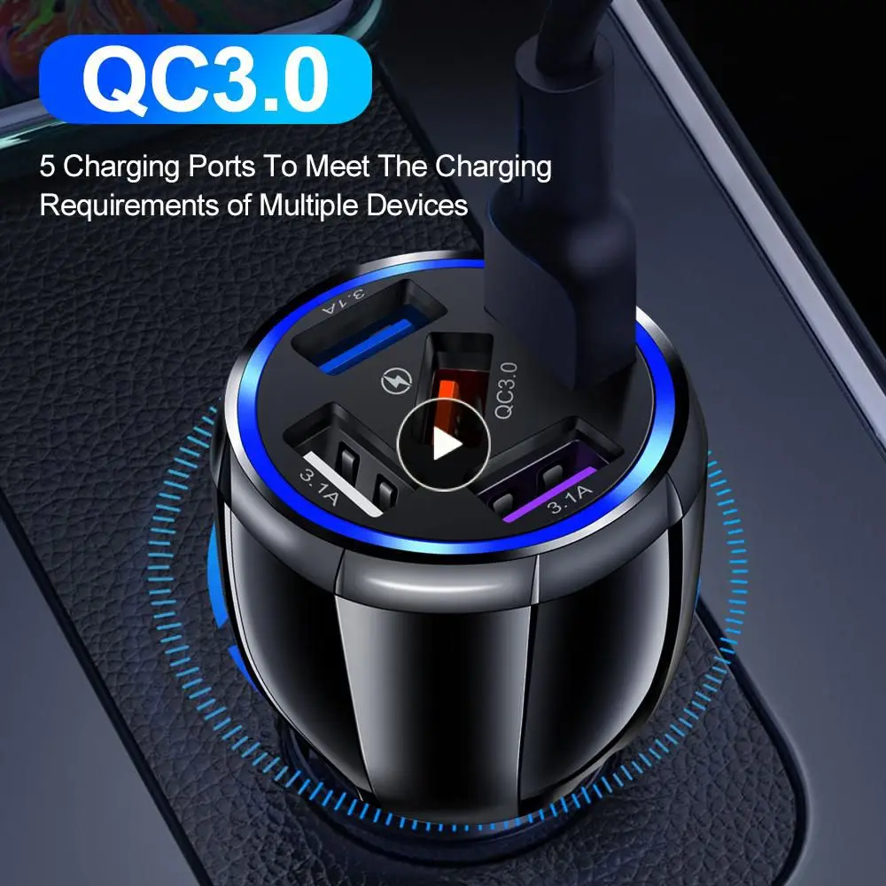 

Car Phone Charger Adapter Fast Charge Qc3.0 Car Charger Universal Multifunctional Usb Charger Car Accessory Mobile Phone Charger