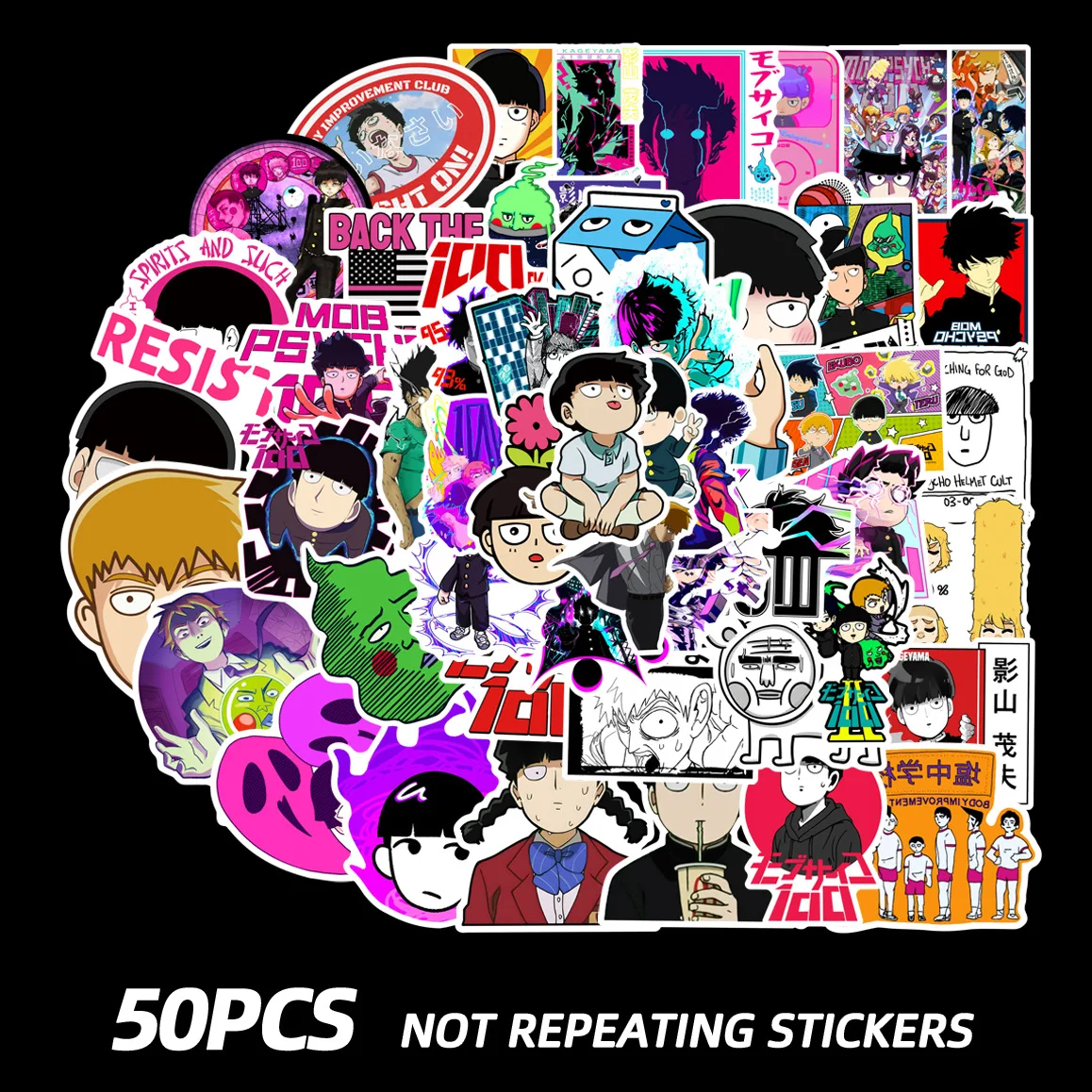 

10/30/50PCS Anime Mobu Saiko Hyaku Graffiti Stationery Stickers Mob Psycho 100 Decals for DIY Suitcase Notebook Phone Decal Toy