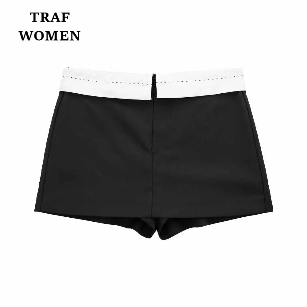 

TRAF WOMEN 2023 Spring New Waistband Details Decorative Skirt Design Sense High Waist Retro Chic Female Elegant Culotte 4661403