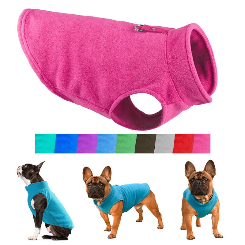 

Pet Winter Solid Color with Traction Fleece Clothing Puppy Clothing French Bulldog Warm Coat Jacket Chihuahua Vest Joki Kitten