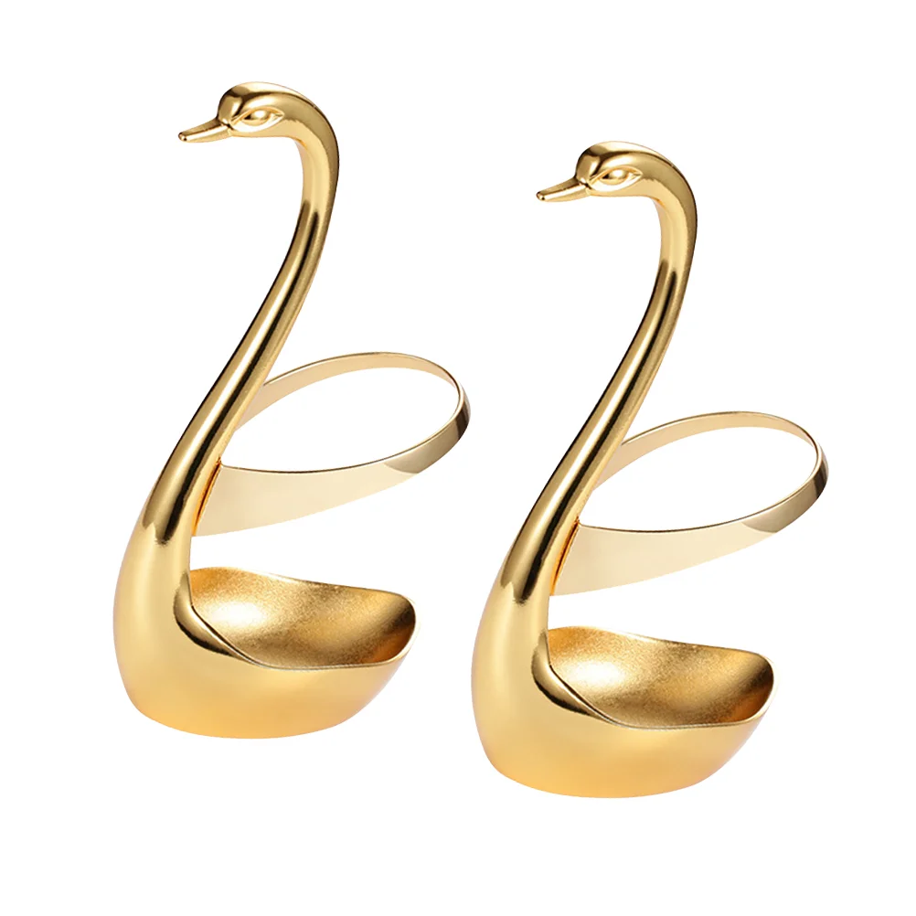

2pcs Swan Shaped Cutlery Containers Fruit Dessert Flatware Storage Containers