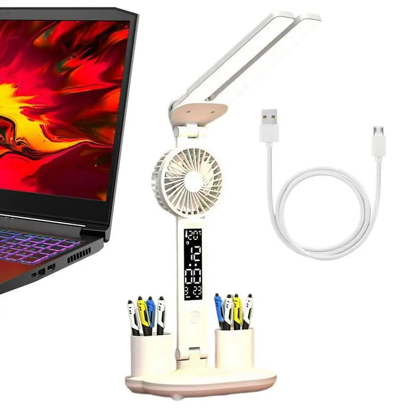 

Desk Lamp With Fan LED Table Lamp With Fan Lighting Table Lamp With 2000 MAh Battery For Bedroom Living Room Dormitory Kid's