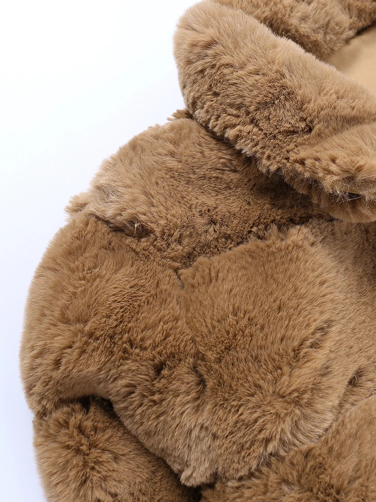 WannaThis Fluffy Coat Faux Fur Outwear Winter Women Casual Streetwear Soft Turn Collar Warm Thick 2022 Folds Short Jackets New