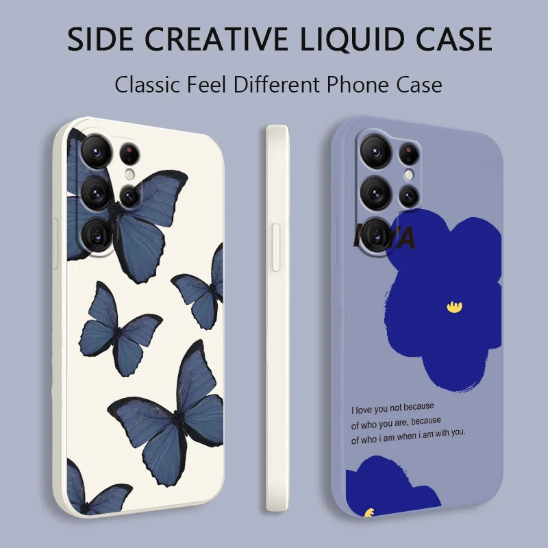 

Luxury Flower Butterfly Art Liquid Rope Cover Phone Case For Samsung Galaxy S22 S21 S20 Pro FE S10 Note 20 10 Plus Lite Ultra
