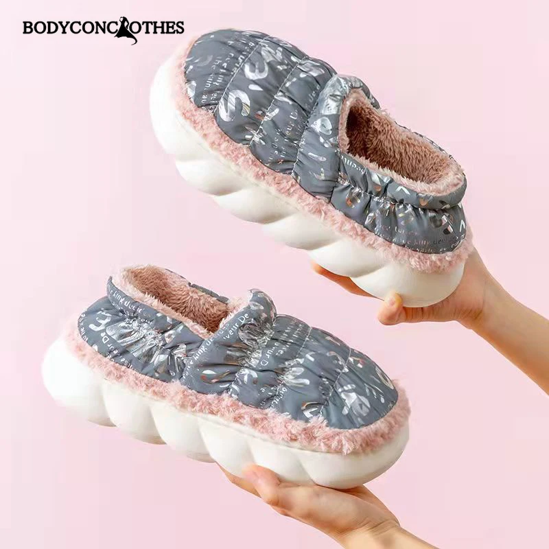 

2021 Winter Women Shoes Casual Warm Soft Shallow Designer Slippers plush Home Flats Platform Flip Flop Designer cotton Slippers