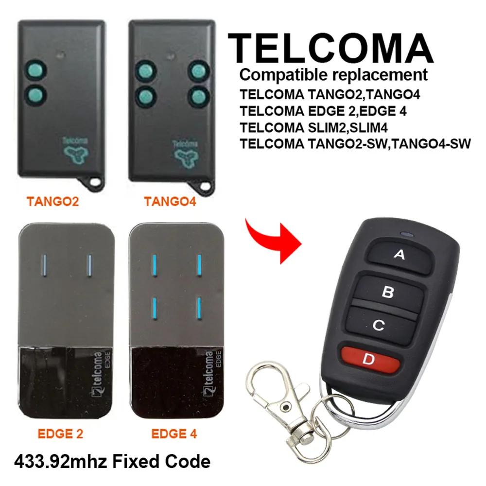 

Пульт дистанционного управления Telcoma TANGO2 TANGO4 EDGE 2 4 для гаражных ворот дистанционное управление Telcoma 433 МГц