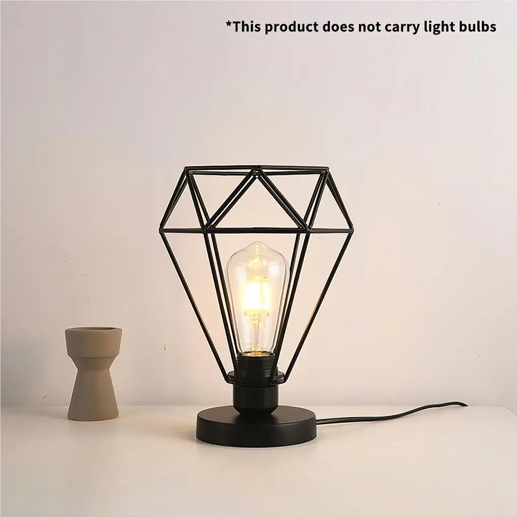 

Metal Lamp Iron Lampshade Desktop Bedside Light Without Bulb Decoration