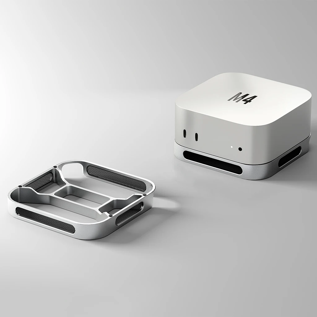 Фото Настольная подставка для Mac mini M4/M4 Pro, компьютерная подставка, пылезащитное основание, кронштейн для рассеивания тепла, охлаждающий держатель из алюминиевого сплава, док-станция №2