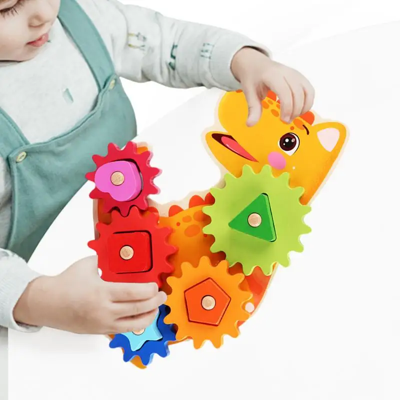 

Wooden Gear Puzzle Toy Interesting Gear Puzzle Blocks Animal Gear Block Toy Brain Teaser Intellectual Logical Thinking Early