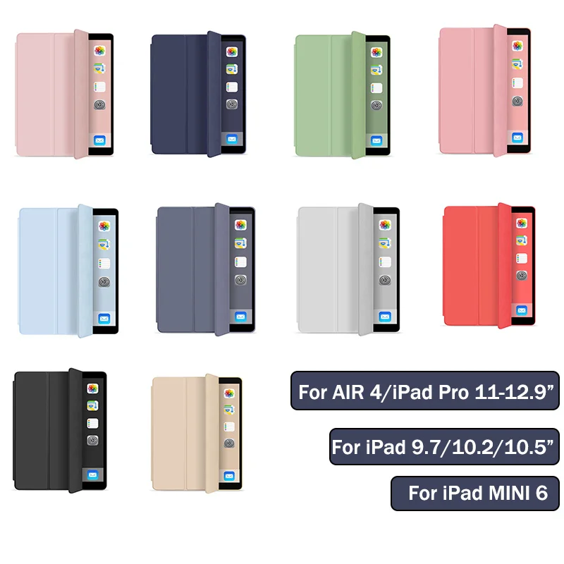 

Чехол для 2020 iPad 10,2 8th 2018 2017 9,7 Mini 5 2021 Pro 11 10,5 Air 3 4, смарт-чехол, противоударный чехол для iPad 5-6-го поколения