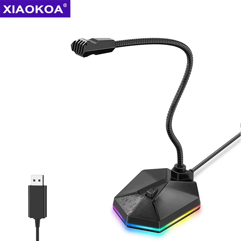 

USB Computer Microphone, Blade Hawks RGB Gaming Microphone, Omnidirectional Condenser Noise-Cancelling, Plug &Play Desktop PC La