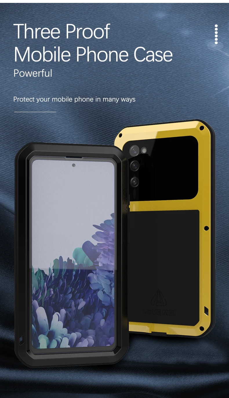 Love Mei Powerful Phone Case For Samsung Galaxy Note 20 Metal Armor Shock Dirt Proof Water Cases For S22 S21 S20 Fe Plus Ultra