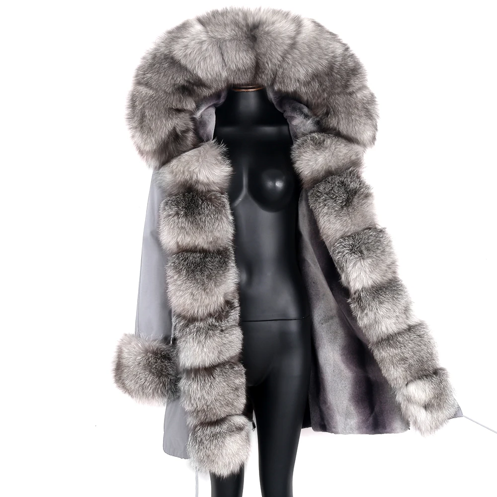 2022 New Waterproof Detachable Warm Long Parka Winter Jacket Women Real Fur Coat Natural Fox Fur Collar Hood Warm Streetwear