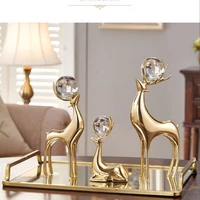 luxury metal figurine gold copper model deer crystal living room aesthetic room nordic decor home decoration accessories gift