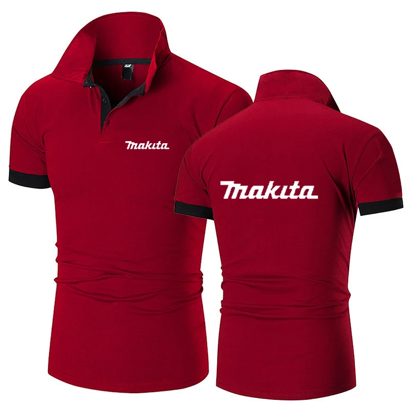 

2022 Makita Summer New Men's Polo Shirt Business Casual Sports Shirt Short-Sleeved Cotton Lapel Football Running Shirt For Men's