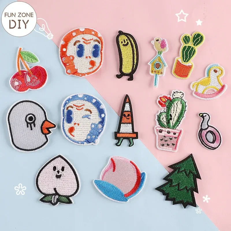 Нашивки с вышивкой FZdiy мультяшный персик кактус