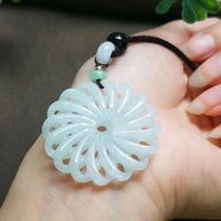 natural jade a cargo double sided hollow carved flower pendant fashion boutique jewelry mens and womens necklace