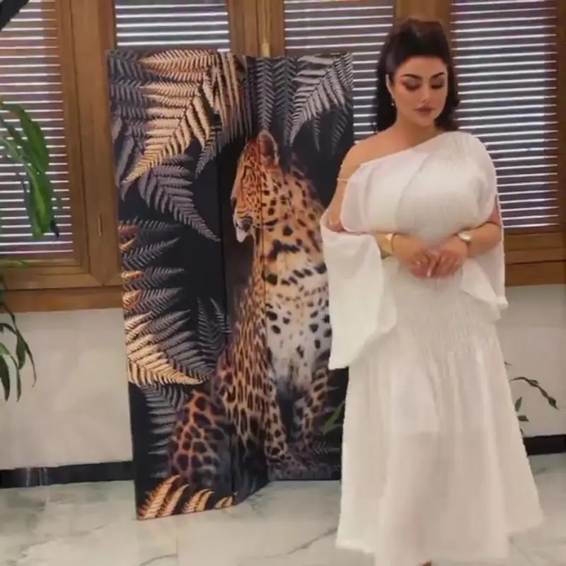 PLEINDI Bohemian Evening Dresses One-Shoulder Short Sleeve A-LINE Floor-Length Chiffon 2022 New of Cut-out Boho Women Dress