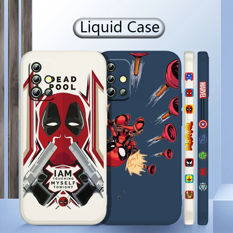 

Marvel Deadpool For Samsung A71 A50 A30 A30 A20 A10 A20 J7 J6 J5 J4J3 Plus Prime Liquid Left Rope Silicone Phone Case