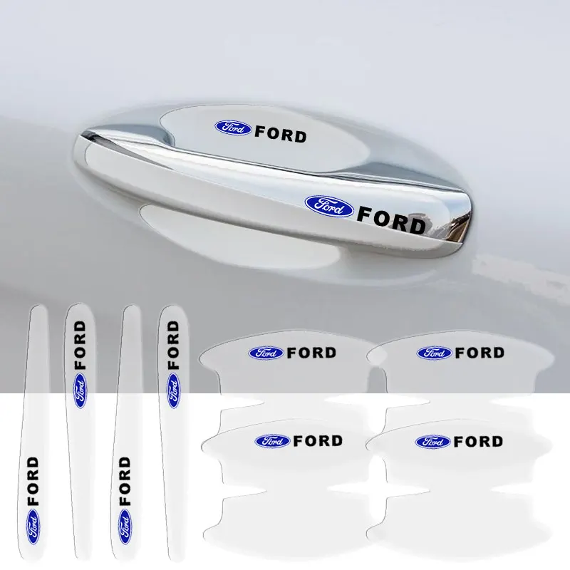 

8pcs Car Stickers Transparent Car Door Handle Protection Sticker For Ford Focus Kuga Fiesta MK7 Escort Explorer Edge 2 4 MK2 MK4