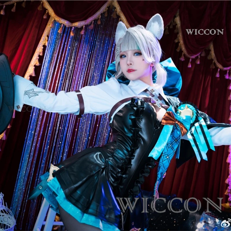 Genshin Impact Линетт Косплей Костюм Парик Фонтейн Кожа Униформа Платье Уши Юбка