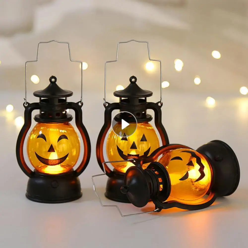 Фото Масляная лампа для Хэллоуина креативная светодиодная портативная в виде тыквы
