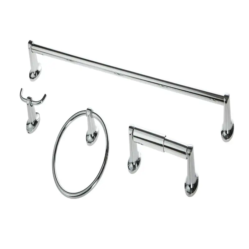 

Style 4 Piece Towel Holder Bath Hardware Set, Chrome Finish