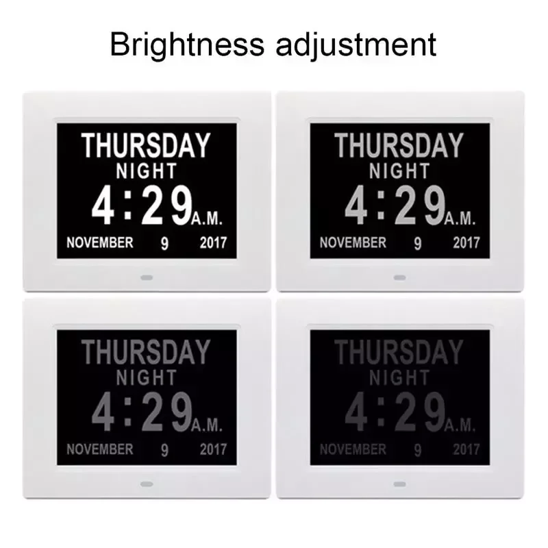 

Calendar Day Clock 8 Inch Large Screen Display Time Date Month Year Dementia Clocks for Seniors Elderly 8 Languages